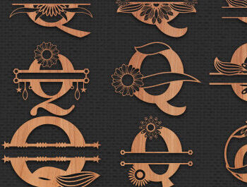 Intra απο ξύλο plywood 3mm-4mm πάχος – Κοπή λέιζερ μονόγραμμα γραμμάτων Q Δίασταση  20x20 cm INTRAFABR-56032603 - Image 1