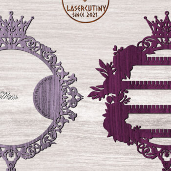 Intra απο ξύλο plywood 3mm-4mm πάχος – Σετ σταντ σκουλαρικιών Queen Flowers Δίασταση  20x20 cm INTRAFABR-26062702 - Image 3