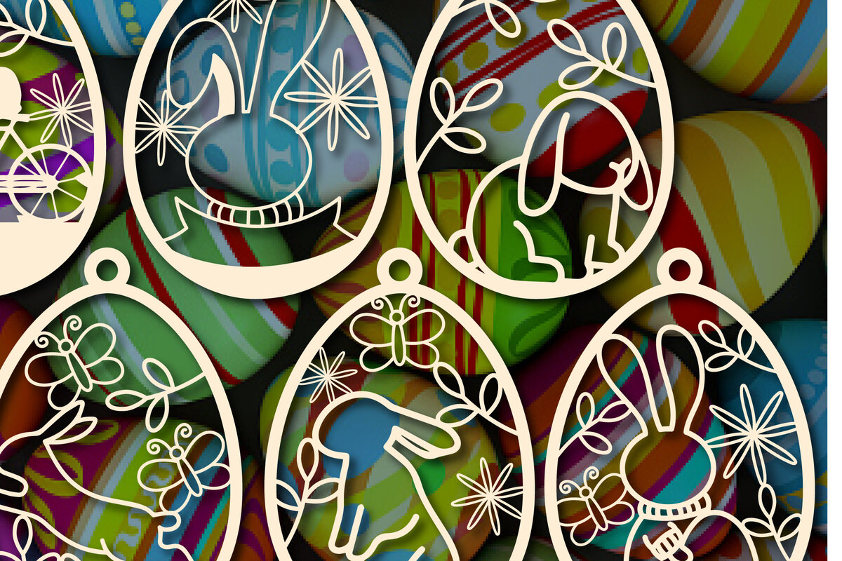 Intra απο ξύλο plywood 3mm-4mm πάχος – Κουνέλι και λουλούδια στο πασχαλινό αυγό Δίασταση  20x20 cm INTRAFABR-28668954