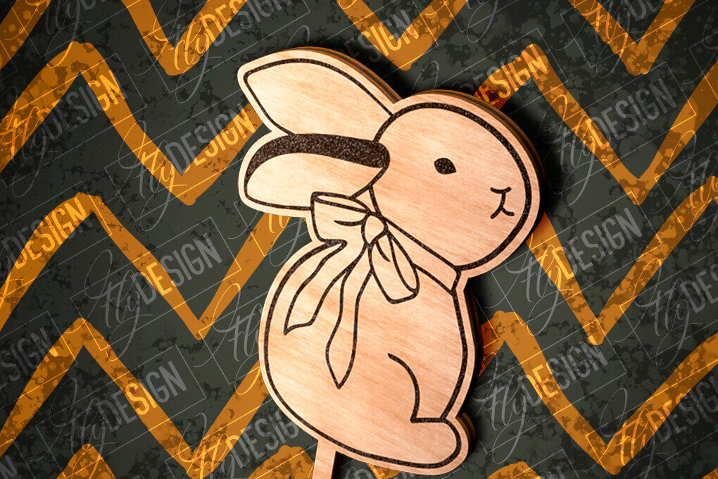 Intra απο ξύλο plywood 3mm-4mm πάχος – Rabbit Cake Topper  Δίασταση  20x20 cm INTRAFABR-81267542