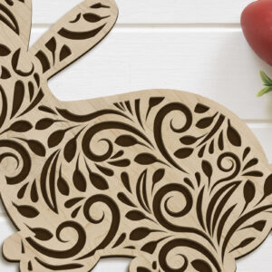 Intra απο ξύλο plywood 3mm-4mm πάχος – Κουνέλι Πασχαλινό πρότυπο με στρώσεις, ξύλινη κοπή Δίασταση  20x20 cm INTRAFABR-89751004