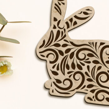 Intra απο ξύλο plywood 3mm-4mm πάχος – Κουνέλι Πασχαλινό πρότυπο με στρώσεις, ξύλινη κοπή Δίασταση  20x20 cm INTRAFABR-89751004 - Image 2