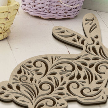 Intra απο ξύλο plywood 3mm-4mm πάχος – Κουνέλι Πασχαλινό πρότυπο με στρώσεις, ξύλινη κοπή Δίασταση  20x20 cm INTRAFABR-89751004 - Image 3