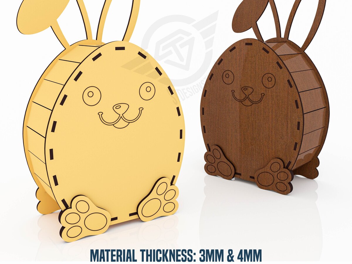 Intra απο ξύλο plywood 3mm-4mm πάχος – Αρχεία κοπής με λέιζερ Rabbit Easter Moneybox Δίασταση  20x20 cm INTRAFABR-119476759