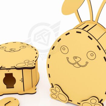 Intra απο ξύλο plywood 3mm-4mm πάχος – Αρχεία κοπής με λέιζερ Rabbit Easter Moneybox Δίασταση  20x20 cm INTRAFABR-119476759 - Image 5