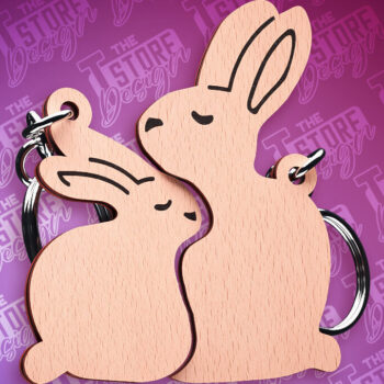 Intra απο ξύλο plywood 3mm-4mm πάχος – Μπρελόκ παζλ Rabbit Family | Αρχείο CNC Δίασταση  5x5 cm INTRAFABR-87306419 - Image 1