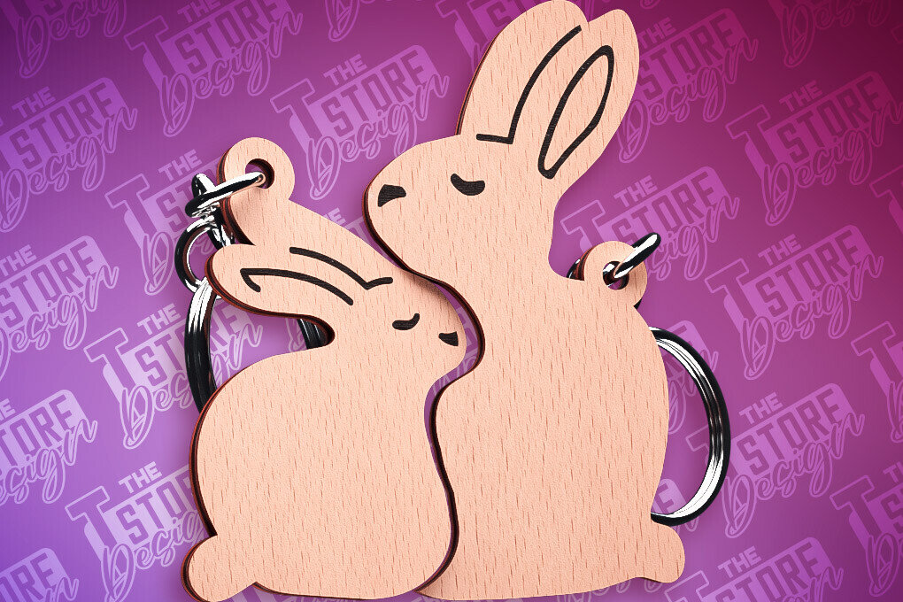 Intra απο ξύλο plywood 3mm-4mm πάχος – Μπρελόκ παζλ Rabbit Family | Αρχείο CNC Δίασταση  5x5 cm INTRAFABR-87306419