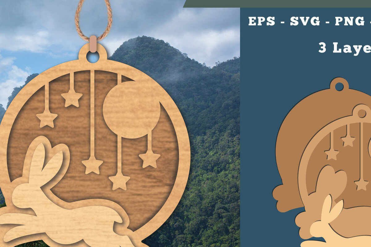 Intra απο ξύλο plywood 3mm-4mm πάχος – Κουνέλι με λέιζερ στολίδι Δίασταση  20x20 cm INTRAFABR-112013414