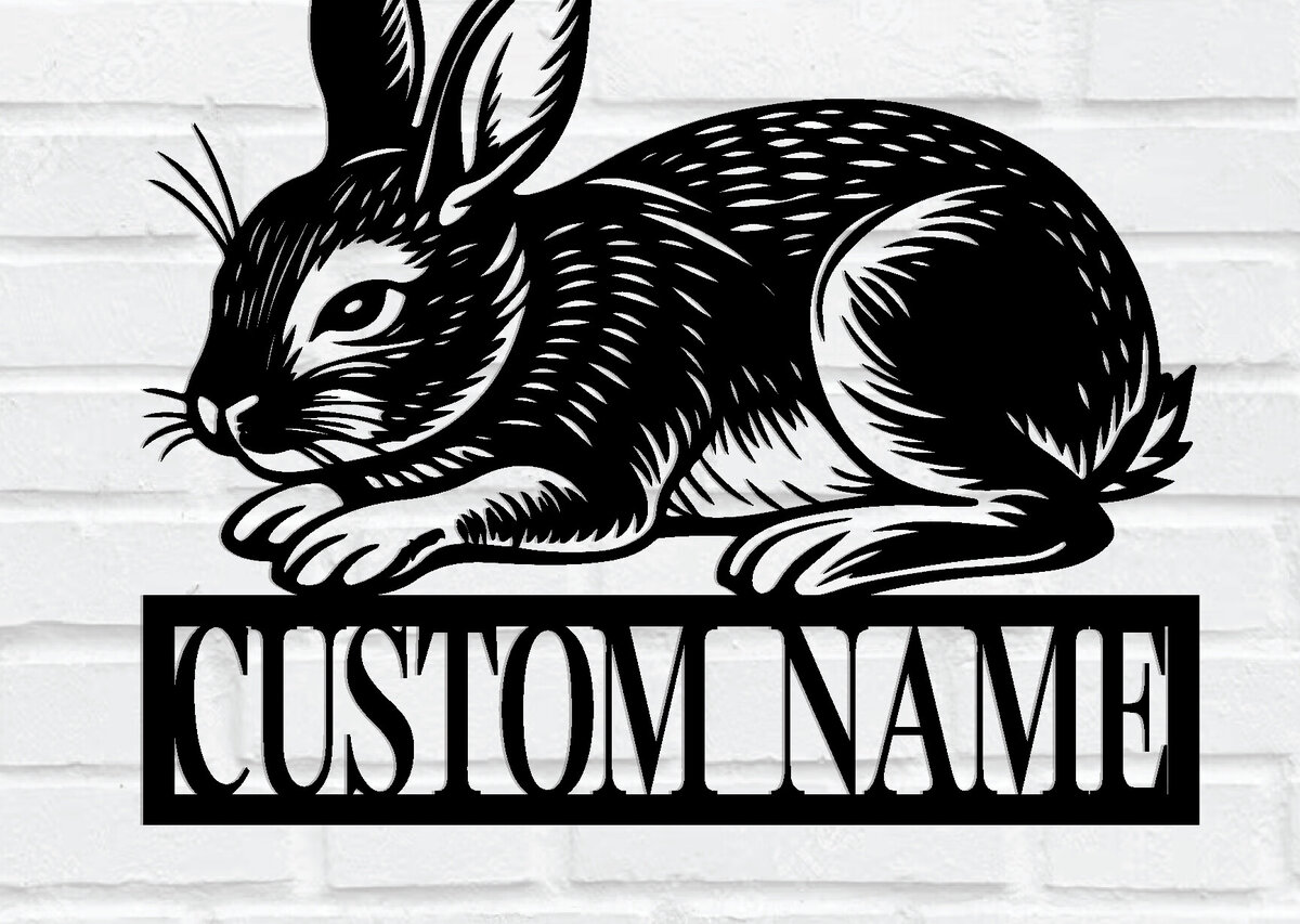 Intra απο ξύλο plywood 3mm-4mm πάχος – Μεταλλικό σημάδι όνομα κουνελιού Δίασταση  20x20 cm INTRAFABR-114316424