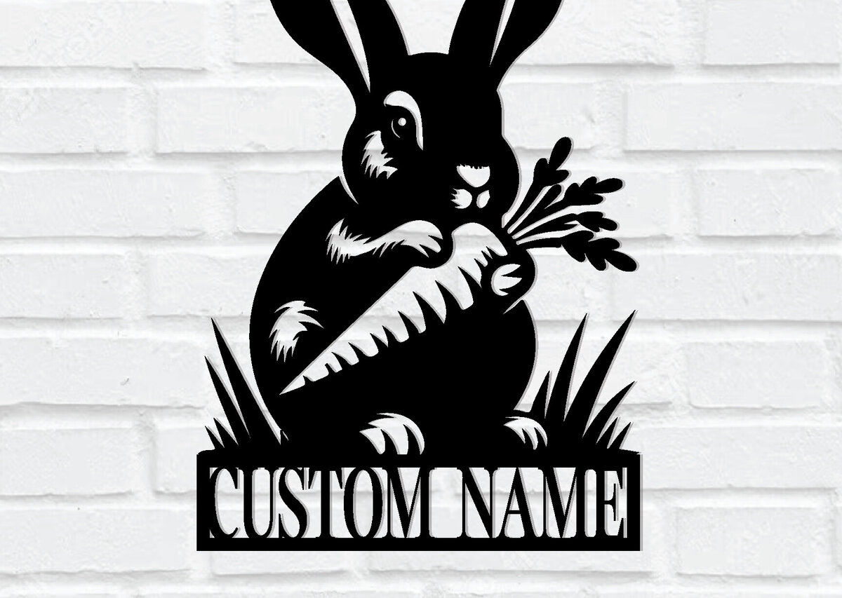 Intra απο ξύλο plywood 3mm-4mm πάχος – Μεταλλικό σημάδι όνομα κουνελιού Δίασταση  20x20 cm INTRAFABR-114316445