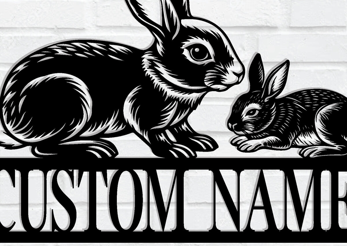 Intra απο ξύλο plywood 3mm-4mm πάχος – Μεταλλικό σημάδι όνομα κουνελιού Δίασταση  20x20 cm INTRAFABR-114316451