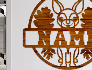 Intra απο ξύλο plywood 3mm-4mm πάχος – Πινακίδα ονόματος κουνελιού Δίασταση  20x20 cm INTRAFABR-75740038 - Image 1