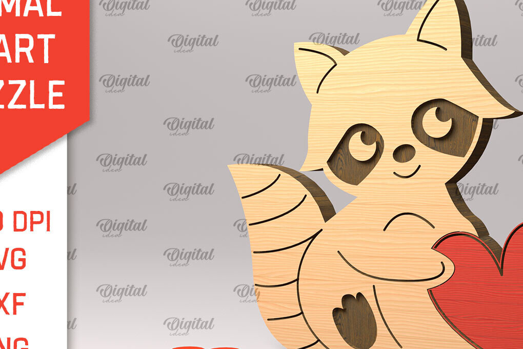 Intra απο ξύλο plywood 3mm-4mm πάχος – Raccon Ξύλινο παζλ Δίασταση  20x20 cm INTRAFABR-97715118