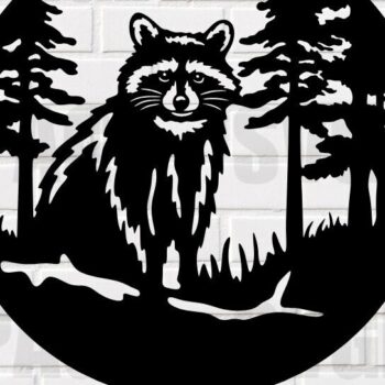 Intra απο ξύλο plywood 3mm-4mm πάχος – Αρχείο κοπής λέιζερ Raccoon in Wilderness Δίασταση  20x20 cm INTRAFABR-115222676 - Image 1