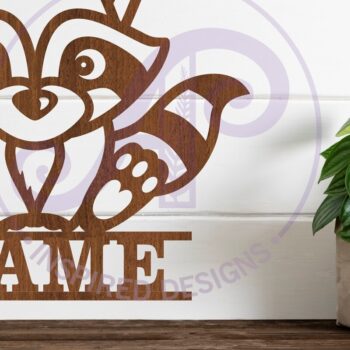 Intra απο ξύλο plywood 3mm-4mm πάχος – Πρότυπο κοπής λέιζερ Name Raccoon Δίασταση 20x20 cm INTRAFABR-82508379 - Image 1