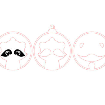 Intra απο ξύλο plywood 3mm-4mm πάχος – Χειμερινό στολίδι ρακούν με λέιζερ Δίασταση  20x20 cm INTRAFABR-106511756 - Image 2