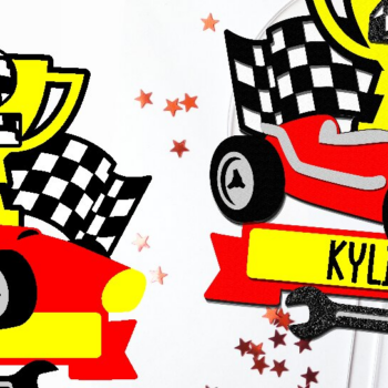 Intra απο ξύλο plywood 3mm-4mm πάχος – Race Car Cake Topper 3D Δίασταση  20x20 cm INTRAFABR-106010541 - Image 1