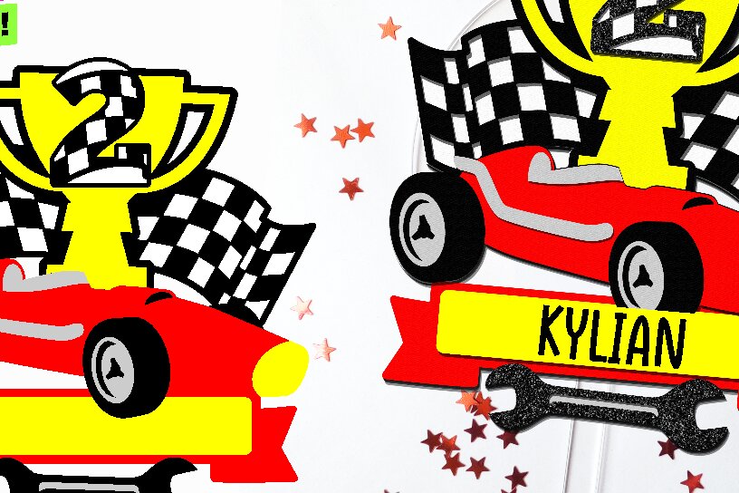 Intra απο ξύλο plywood 3mm-4mm πάχος – Race Car Cake Topper 3D Δίασταση  20x20 cm INTRAFABR-106010541
