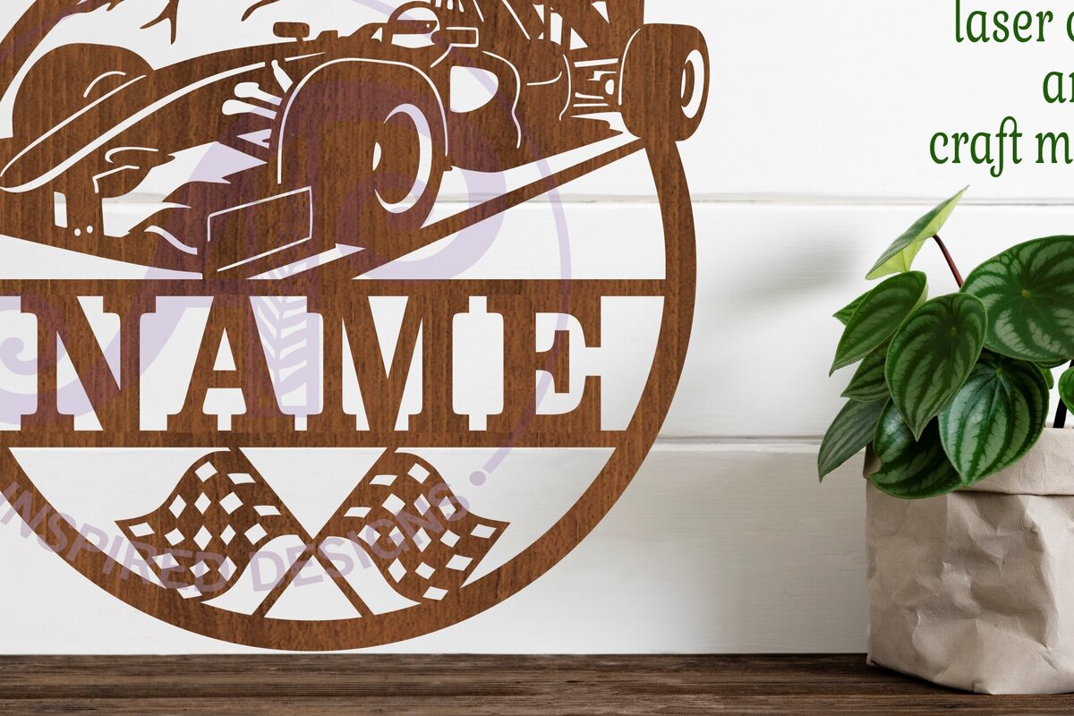 Intra απο ξύλο plywood 3mm-4mm πάχος – Σήμα ονόματος Race Cars Δίασταση  20x20 cm INTRAFABR-79046492