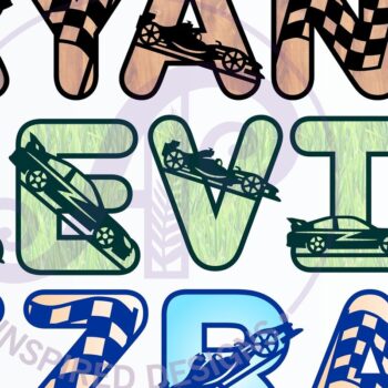 Intra απο ξύλο plywood 3mm-4mm πάχος – Πακέτο αλφαβήτου Racing Car Letters 78SVG Δίασταση  20x20 cm INTRAFABR-67960790 - Image 1