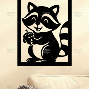 Intra απο ξύλο plywood 3mm-4mm πάχος – Racoon Wall Art για Νηπιαγωγείο Δίασταση 40x30 cm INTRAFABR-123564093