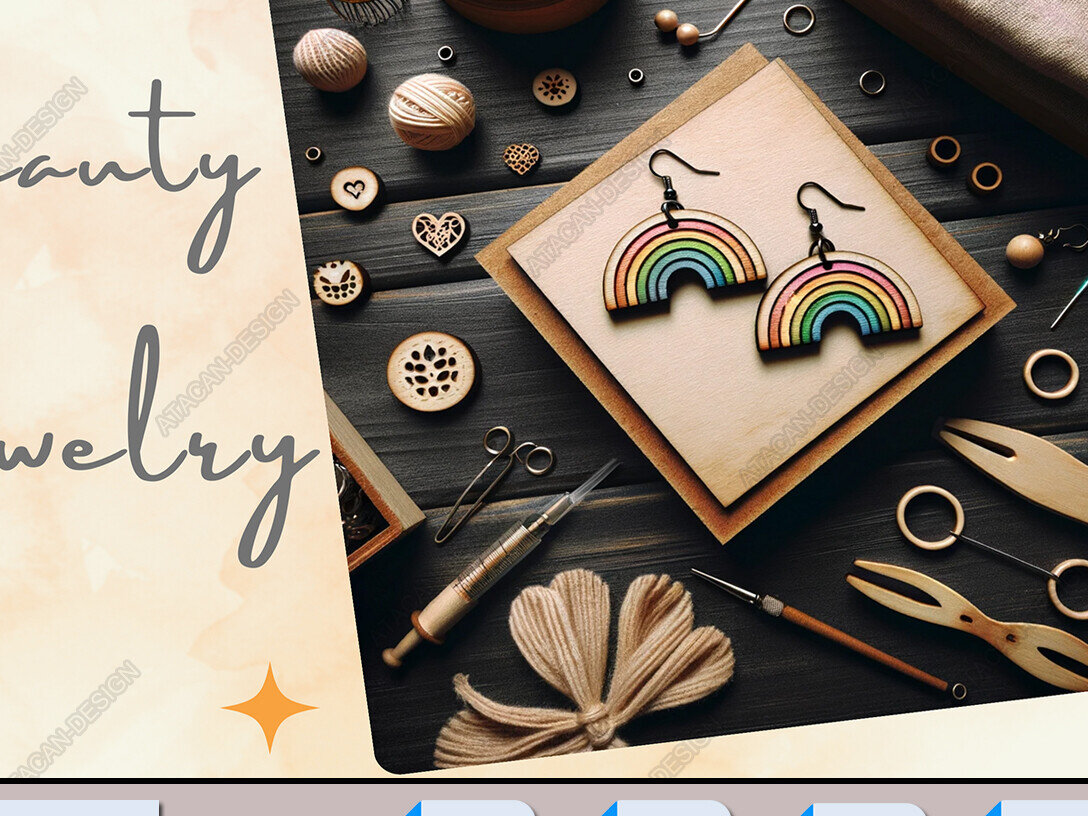 Intra απο ξύλο plywood 3mm-4mm πάχος – Σκουλαρίκι Radiant Rainbow Laser-Cut Bluepr Δίασταση  5x5 cm INTRAFABR-91109770