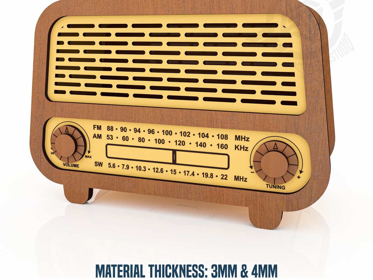 Intra απο ξύλο plywood 3mm-4mm πάχος – Αρχεία κοπής με λέιζερ Radio Money Box Δίασταση  20x20 cm INTRAFABR-119476757