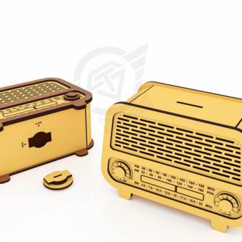 Intra απο ξύλο plywood 3mm-4mm πάχος – Αρχεία κοπής με λέιζερ Radio Money Box Δίασταση  20x20 cm INTRAFABR-119476757 - Image 4