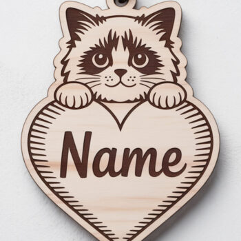 Intra απο ξύλο plywood 3mm-4mm πάχος – Εξατομικευμένο μπρελόκ Ragdoll Cat Δίασταση 5x5 cm INTRAFABR-122315247 - Image 1