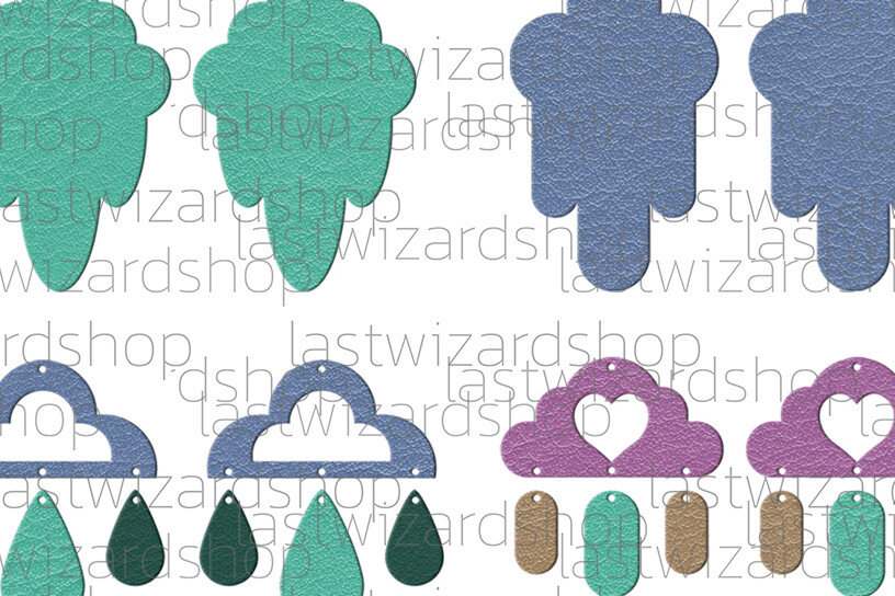 Intra απο ξύλο plywood 3mm-4mm πάχος – Rain Cloud Earrings, Faux Leather Δίασταση  5x5 cm INTRAFABR-25882907