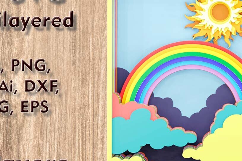 Intra απο ξύλο plywood 3mm-4mm πάχος – Αρχείο κοπής λέιζερ πολλαπλών επιπέδων Rainbow 3D Δίασταση  20x20 cm INTRAFABR-109449698