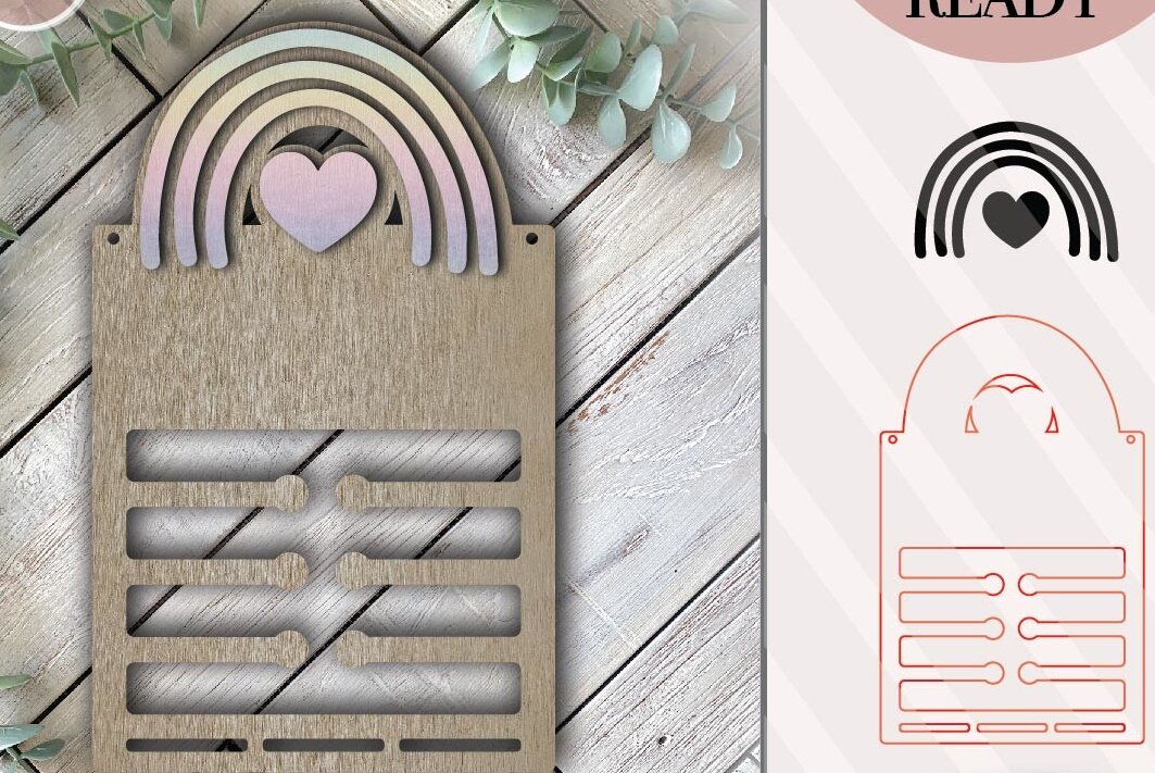 Intra απο ξύλο plywood 3mm-4mm πάχος – Rainbow Bow Holder Δίασταση  20x20 cm INTRAFABR-74745751