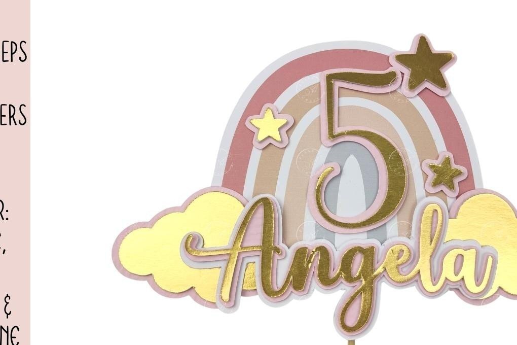 Intra απο ξύλο plywood 3mm-4mm πάχος – Rainbow Cake Topper Δίασταση  20x20 cm INTRAFABR-33545448