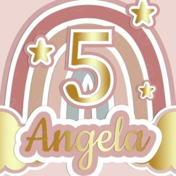 Intra απο ξύλο plywood 3mm-4mm πάχος – Rainbow Cake Topper Δίασταση  20x20 cm INTRAFABR-33545448 - Image 3