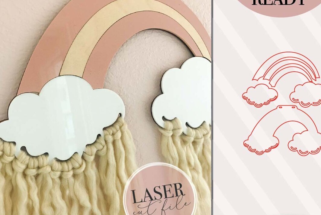 Intra απο ξύλο plywood 3mm-4mm πάχος – Rainbow Clouds Macrame Δίασταση  20x20 cm INTRAFABR-75007539