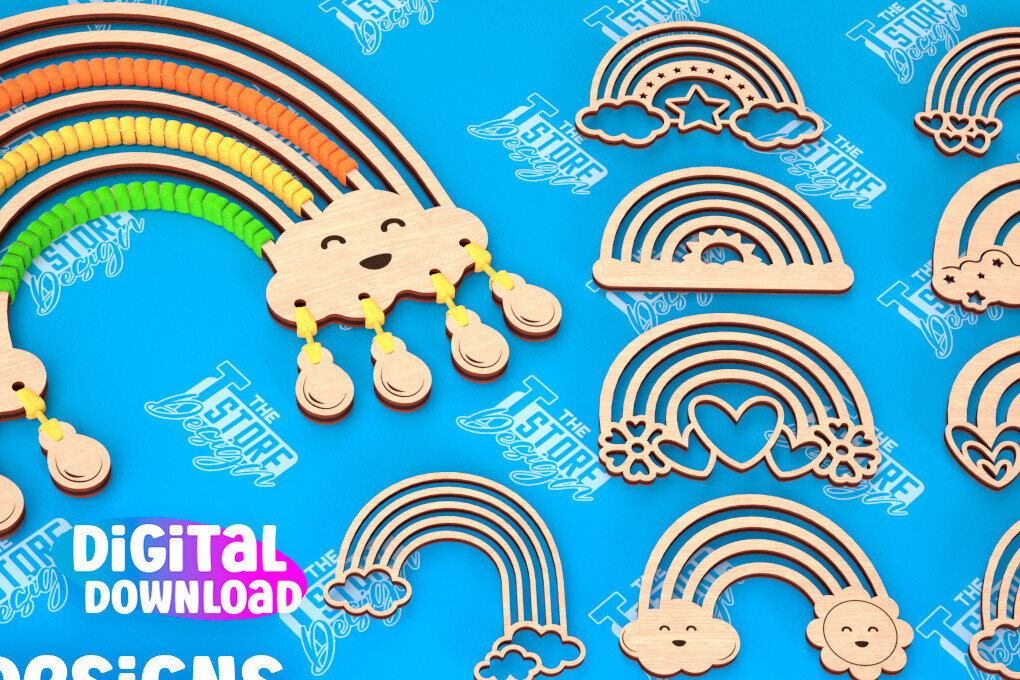 Intra απο ξύλο plywood 3mm-4mm πάχος – Rainbow Craft Kit Bundle | Μακραμέ | CNC Δίασταση  20x20 cm INTRAFABR-103049785
