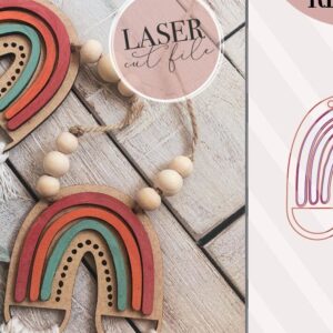 Intra απο ξύλο plywood 3mm-4mm πάχος – Rainbow Garland Δίασταση  20x20 cm INTRAFABR-72644856