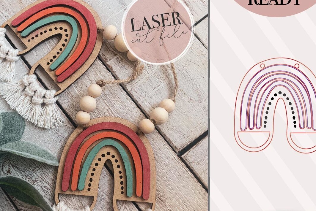 Intra απο ξύλο plywood 3mm-4mm πάχος – Rainbow Garland Δίασταση  20x20 cm INTRAFABR-72644856