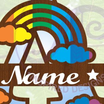 Intra απο ξύλο plywood 3mm-4mm πάχος – Rainbow Monogram Letter σε ένα αρχείο Δίασταση  20x20 cm INTRAFABR-70085559 - Image 1