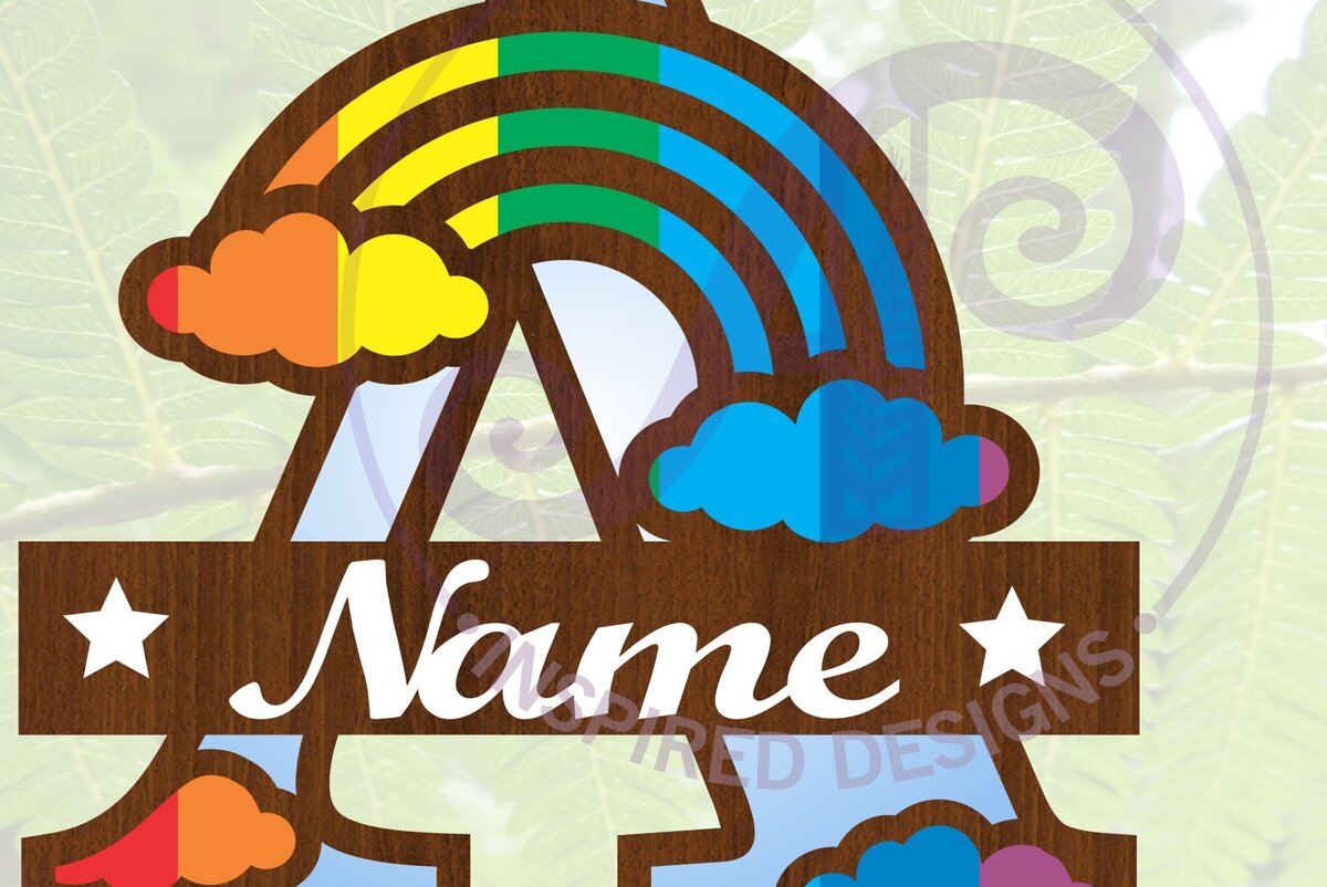 Intra απο ξύλο plywood 3mm-4mm πάχος – Rainbow Monogram Letter σε ένα αρχείο Δίασταση  20x20 cm INTRAFABR-70085559