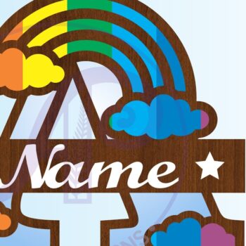 Intra απο ξύλο plywood 3mm-4mm πάχος – Rainbow Monogram Letter σε ένα αρχείο Δίασταση  20x20 cm INTRAFABR-70085559 - Image 3