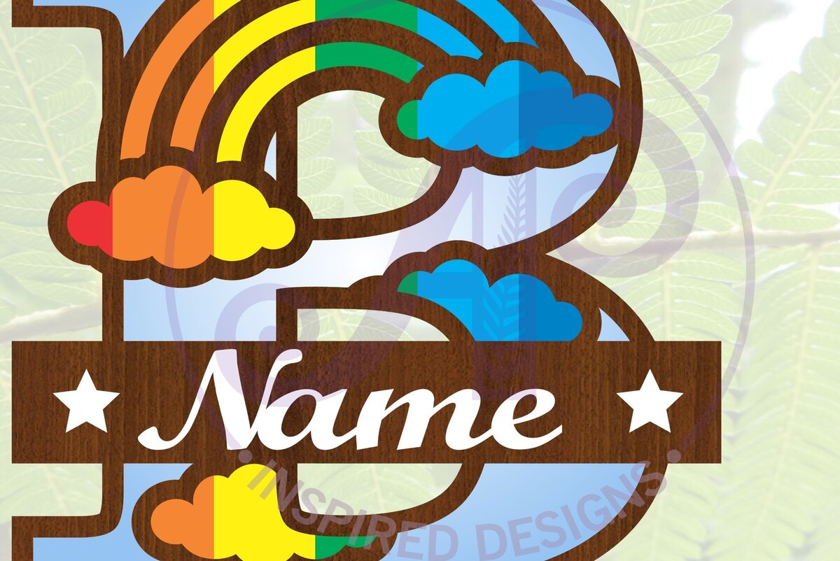 Intra απο ξύλο plywood 3mm-4mm πάχος – Rainbow Monogram Letter B Αρχείο Δίασταση  20x20 cm INTRAFABR-70085579