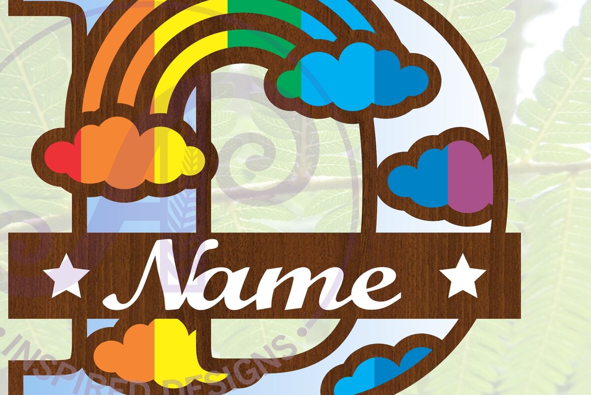 Intra απο ξύλο plywood 3mm-4mm πάχος – Rainbow Monogram Letter D Αρχείο Δίασταση  20x20 cm INTRAFABR-70085611