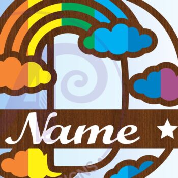 Intra απο ξύλο plywood 3mm-4mm πάχος – Rainbow Monogram Letter D Αρχείο Δίασταση  20x20 cm INTRAFABR-70085611 - Image 3