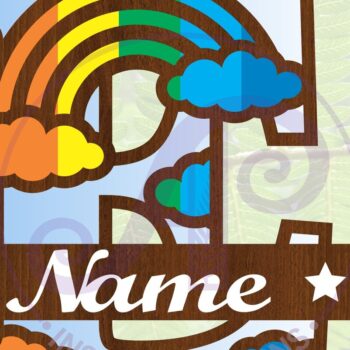 Intra απο ξύλο plywood 3mm-4mm πάχος – Αρχείο Rainbow Monogram Letter E Δίασταση 20x20 cm INTRAFABR-70085622 - Image 1