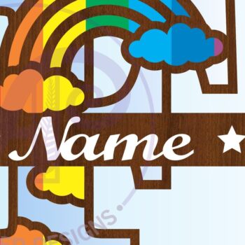 Intra απο ξύλο plywood 3mm-4mm πάχος – Αρχείο Rainbow Monogram Letter F Δίασταση  20x20 cm INTRAFABR-70085639 - Image 3