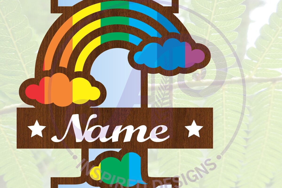 Intra απο ξύλο plywood 3mm-4mm πάχος – Rainbow Monogram Letter I Αρχείο Δίασταση  20x20 cm INTRAFABR-70085681