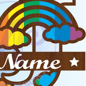 Intra απο ξύλο plywood 3mm-4mm πάχος – Αρχείο Rainbow Monogram Letter J Δίασταση  20x20 cm INTRAFABR-70085694 - Image 3