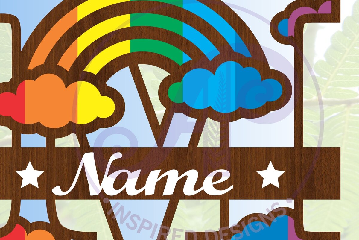 Intra απο ξύλο plywood 3mm-4mm πάχος – Rainbow Monogram Letter M Αρχείο Δίασταση  20x20 cm INTRAFABR-70085767