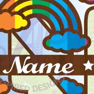 Intra απο ξύλο plywood 3mm-4mm πάχος – Rainbow Monogram Letter N Αρχείο Δίασταση 20x20 cm INTRAFABR-70085829